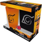 Caja Regalo Naruto Shippuden Vaso Cristal 400 Mls + Pin + Cuaderno Konoha