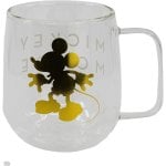 Mug Stor Mickey Mouse Verre Double Paroi 290 ml Design Doré