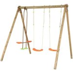 Portique de jardin TRIGANO Darifou pin massif 2 balançoires module frontal