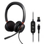 Hoofdtelefoon TnB ACTIV 400S met USB-A en USB-C kabel, Geoptimaliseerd voor Teams, ENC, Zwart