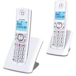 Telefone DECT sem fio Alcatel F530 Duo 2 terminais LCD laranja