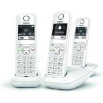 Telefone sem fios Gigaset AS690 Trio branco com 3 terminais e ecrã retroiluminado