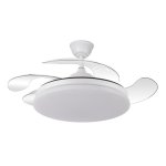 Ventoinha de Teto com Luz LED Yatek Kala 59W 6 Velocidades 107cm Comando Pás Retráteis Silenciosa