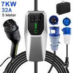 Chargeur Portable JUNSUN 7 kW Type 2 IP67 5 m avec Adaptateur CEE-Schuko