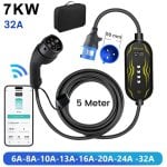 Chargeur EV portable JUNSUN 7kW 6-32A Type 2 câble 5m IP65 LCD App