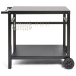 Carrinho Livoo Gs130 metal preto com rodas, prateleiras e ganchos