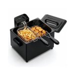 Friteuse Turbotronic DF3 Double Panier 5L 2200W Fenêtre Inox Noir