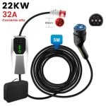 Chargeur portable JUNSUN 22kW 6-32A triphasé Type 2 câble 6m IP67