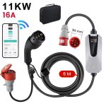 Chargeur EV portable JUNSUN Type 2 11 kW 6 m LCD IP65