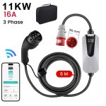 Chargeur EV portable JUNSUN 11kW 6-16A Type 2 câble 6m IP65