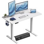 Mesa de escritorio elevavel Homcom 120x60 cm 3 memorias Branco