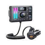 Transmetteur FM Bluetooth 5.3 Voiture Écran OLED Double USB Type-C 12-24V Noir