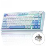Teclado AULA F75 mecánico 75% RGB Hot Swap Greywood Azul y Blanco US ANSI