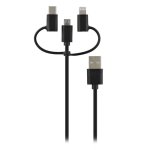 Cable TnB Way WCBL3IN1 USB 3 em 1 Lightning USB-C Micro USB 1 m Preto