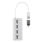 Hub TnB 4 ports USB 2.0 480 Mbit/s modèle HUBUSB4ALU aluminium
