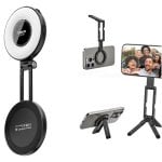Kit Ulanzi MA60 Negro + LM19 – Trípode Magnético MagSafe y Luz LED para Móvil
