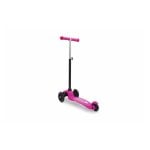 Patinete infantil Jamara KickLight de 3 ruedas luminosas, plegable, negro y rosa