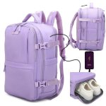 Mochila de cabina RAYKONG 40x30x20 cm 24 L impermeable portátil 16" morada