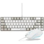 Clavier The G-lab Hydrogen Combo AZERTY avec Souris Câblée Blanc/Gris