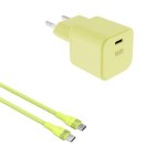Chargeur secteur WE GaN 65W USB-C PD 3.0 avec câble 2 m jaune
