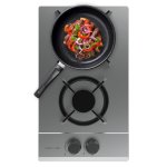 Piastra a gas Bolero GN 2200S 2 fuochi WOK 5,25 kW Vetro Nero