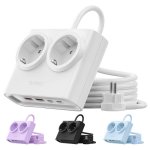 Régua ORICO PDC 2 tomadas 2 USB-A 2 USB-C GaN 25 W branca