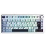 Teclado Aula F75 Magnético Compacto Tri-modo Reaper Azul Branco Preto