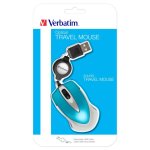Souris Verbatim Go Mini USB 1000 DPI Bleu Argent avec Câble Rétractable