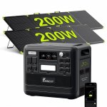 Estación de energía Fossibot F2400 2048 Wh, 3 AC, 6 USB, 4 DC, LiFePO4 + 2 paneles solares