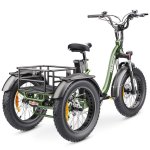 Triciclo eléctrico Hidoes HD-ET1 Motor 750 W Batería 48 V 20 Ah Plegable Verde