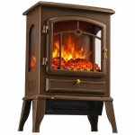 Chimenea eléctrica de suelo Homcom 2000 W con efecto llama regulable, termostato ajustable