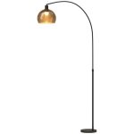 Candeeiro de Pé Homcom B31-537V91GY Base Mármore Preto Cinza Fumado 180 cm