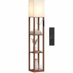 Lámpara de Pie Homcom LED Regulable 159 cm 3 Estantes Marrón