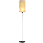 Lámpara de Pie Homcom Pantalla Efecto Lino E27 40 W Negro