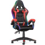 Chaise gaming Naspaluro LED RGB avec soutien lombaire