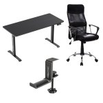 Owlotech WorkSpace Pro Mesa de Escritorio Regulable en Altura + Silla Oficina + Soporte Auriculares