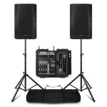 Sistema PA Vonyx VSA12P + VMA106 Bluetooth USB y micrófonos UHF