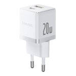 Cargador de pared Baseus Palm 20 W USB-C + USB-A Carga Rápida Blanco