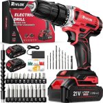 Taladro Atornillador Rivlox 21 V con 2 Baterías 2,0 Ah y Kit de 39 Accesorios