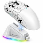 Ratón gaming ATTACK SHARK X11 triple conexión 22000 DPI blanco/negro con base RGB