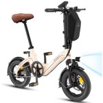 Bicicleta eléctrica Bodywel T16 Pro plegable 250 W 360 Wh 14" beige
