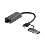 Adaptador TnB TCRJ45C RJ45 USB 2.0 y USB tipo C negro y gris