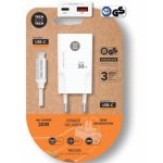 GaN Ladegerät 30W Tech One Tech USB-C USB-A mit weißem Kabel