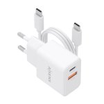 Cargador Aisens GaN 20W USB-C PD3.0 USB-A QC3.0 con cable 1m