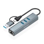 Adattatore AISENS USB-A/USB-C per Ethernet Gigabit con hub USB3.0