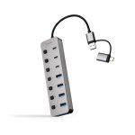 Nanocable USB-Hub, 8 Ports, 5 Gbit/s, USB-A/USB-C, Einzelschalter