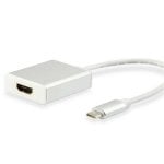 Equip Cable USB Tipo C Macho a HDMI Hembra 15cm Plata