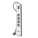Belkin BSV401VF2M Regleta 4 Tomas + 2 USB con Protección Negro/Blanco