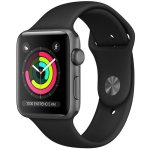Apple Watch Series 3 GPS 42mm Retina OLED Aluminium Grau mit Sportarmband Schwarz Wasserdicht