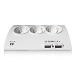 Steckdosenleiste Ewent EW3935 5 Steckplätze 2 USB-A Schalter Kinderschutz weiß